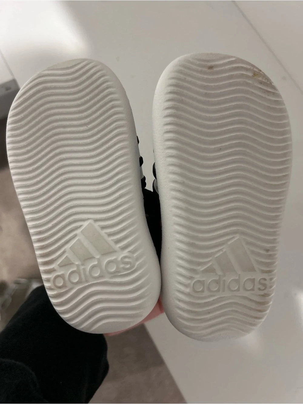 adidas Kids Black and White Slip-On Water Sandals